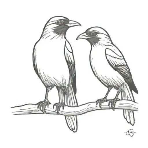 two myna birds sitting together tattoo design idea