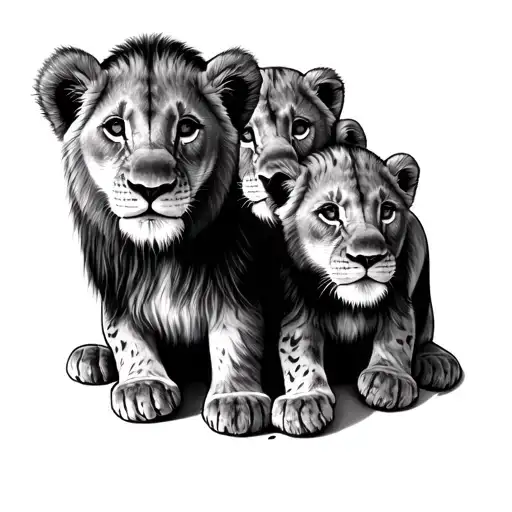 3 Lion Cubs tattoo design idea