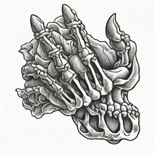 skeleton hand holding tissue tattoo design idea