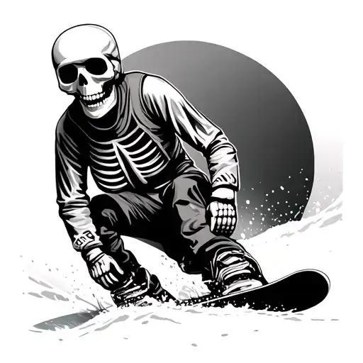 Skeleton Snowboarding tattoo design idea