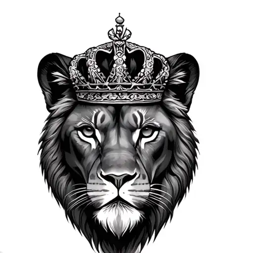 leon con corona tattoo design idea