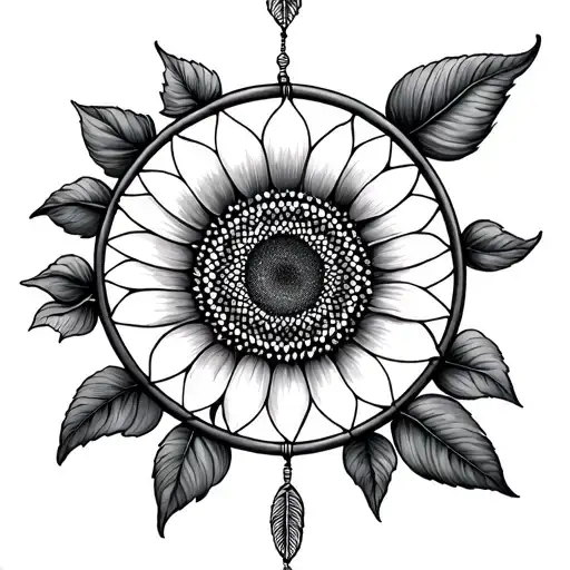 Sunflower Dreamcatcher tattoo design idea