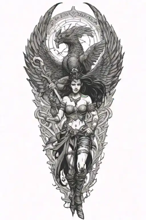 morrigan battle scene tattoo design idea