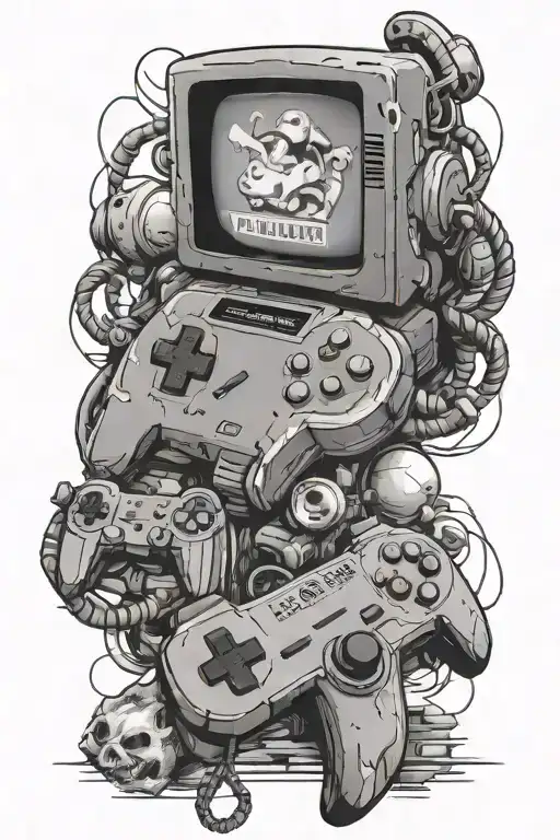 90s and 00s nostalgia gamer tattoo design idea