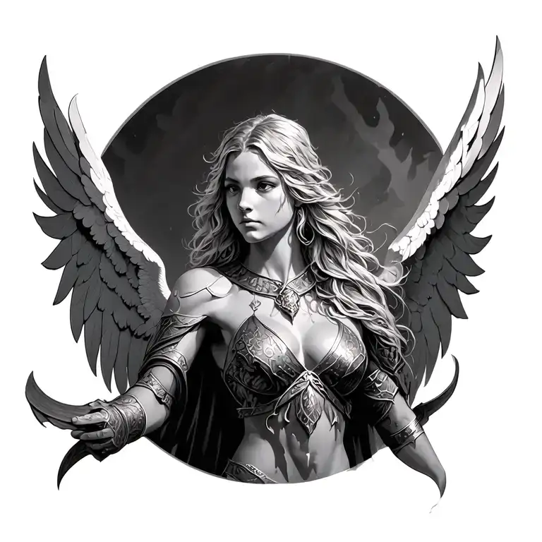 angel warrior tattoo design idea