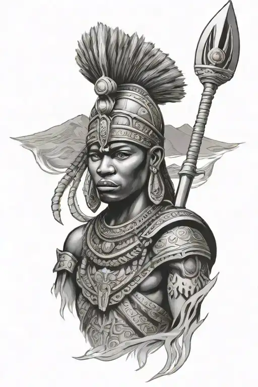 african warrior king tattoo design idea