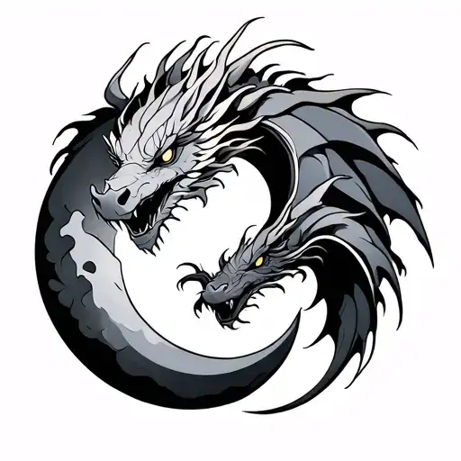 Sun And Moon Dragon tattoo design idea