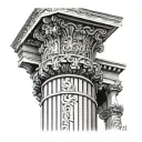 roman single corinthean column pillar line drawing tattoo design idea