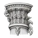 roman single corinthean column pillar line drawing tattoo design idea