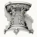 roman single corinthean column pillar line drawing tattoo design idea