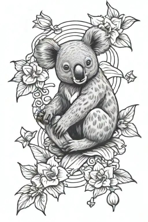 suicide, koala, daffodil, double dice, Pisces intertwined tattoo design idea