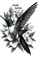 Anahi name written with hummingbird tattoo design idea