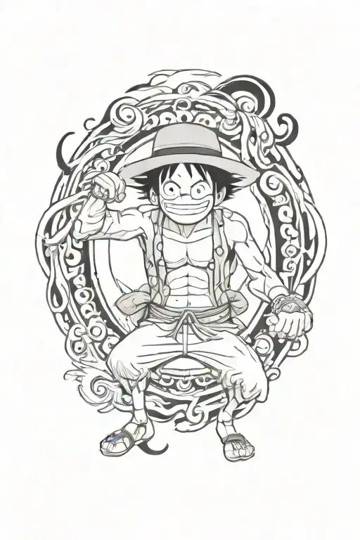 the fool tarro t card with Luffy gear 5 tattoo design idea