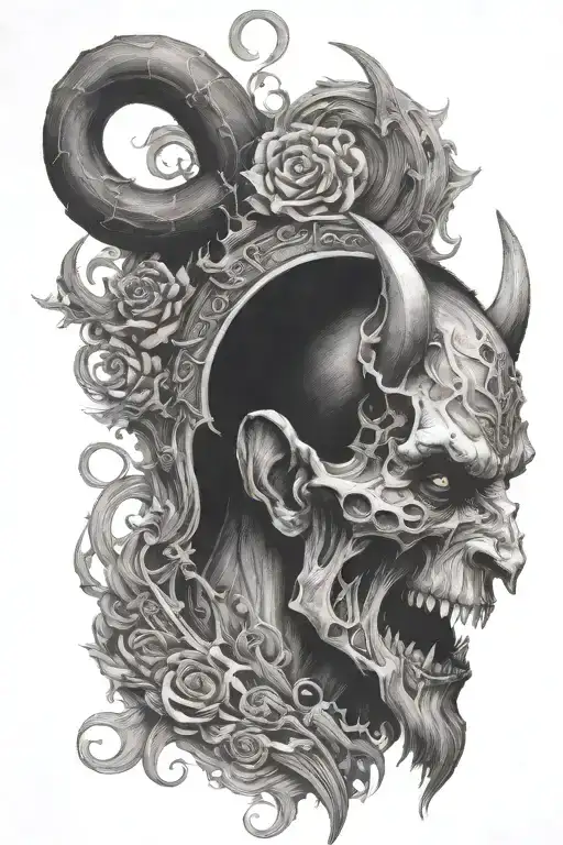 what is a man to do when god remains silent, but the devil always answers depression, dark, help tattoo design idea