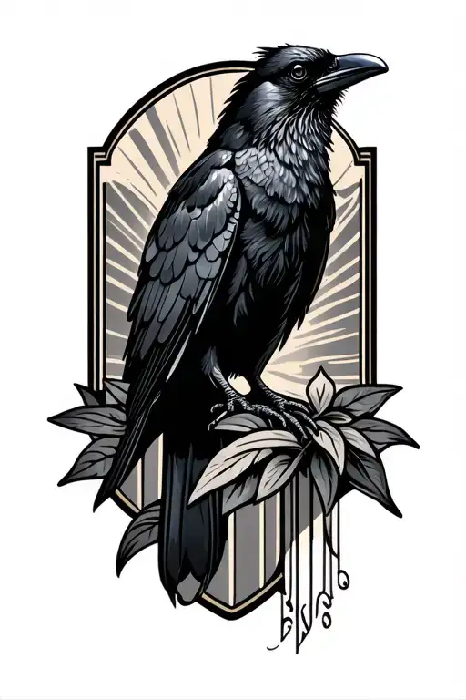 art deco crow tattoo design idea