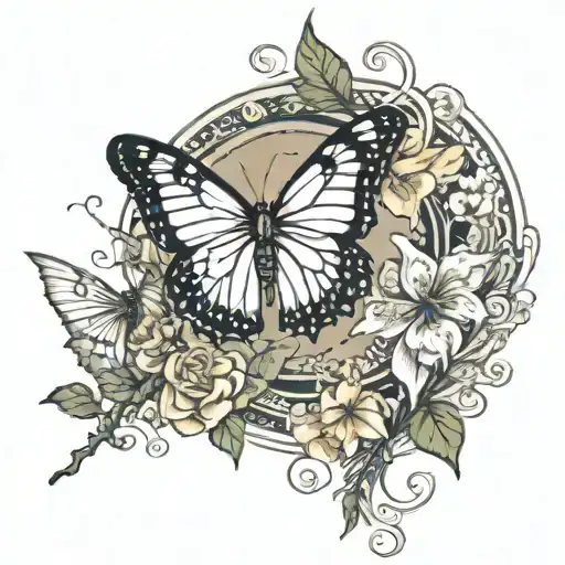 I want a tattoo that says "don't chase butterflies" with masashi miyamoto from the manga vagabond below looking up   tattoo design idea