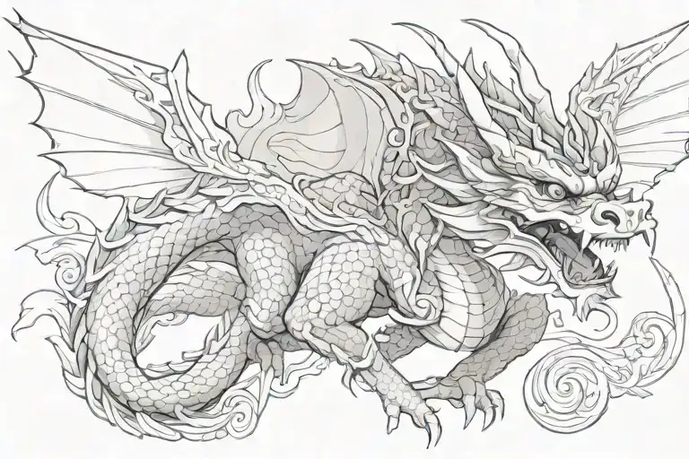 Pixiu dragon with wings tattoo design idea