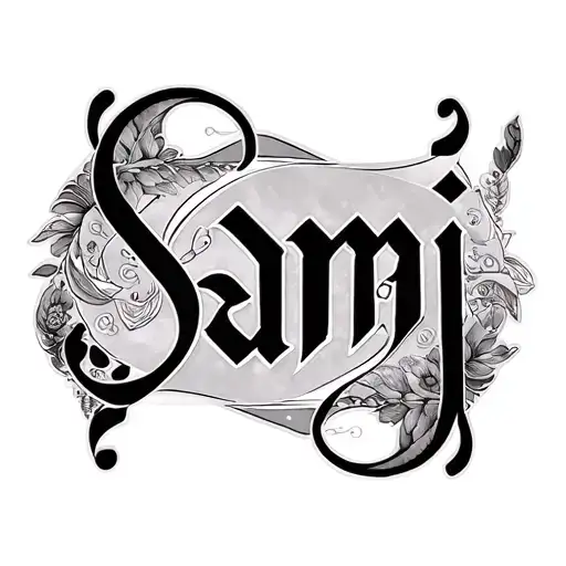Sami and Sumaiya Name Ambigram tattoo design idea