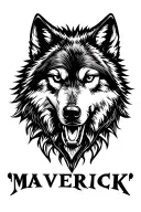 "Maverick" wolf head tattoo design idea