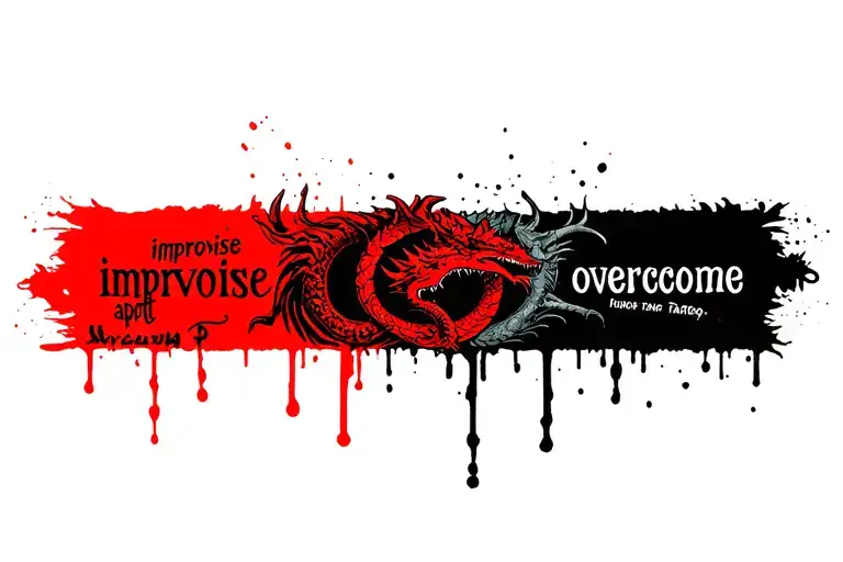 ouroboros dragon tattoo with writing on it which says: improvise adapt overcome  tattoo design idea