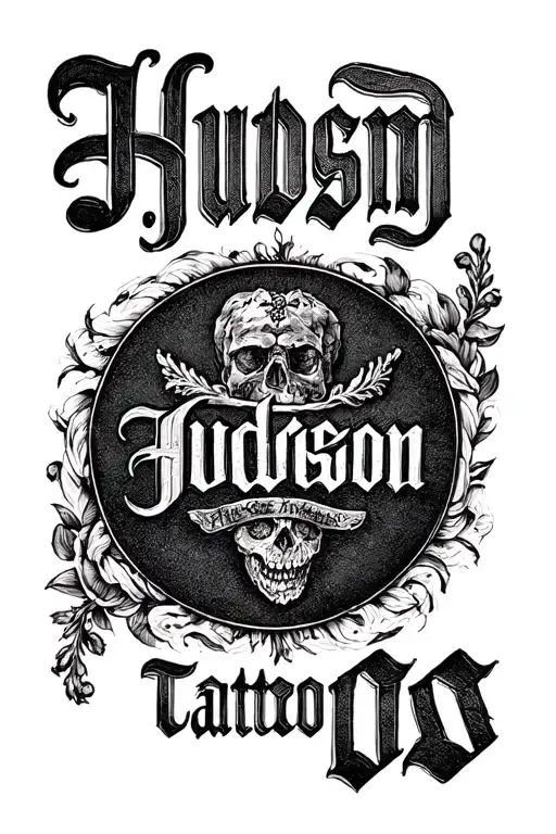 simple old English font all Capital letters "hudson" tattoo design idea