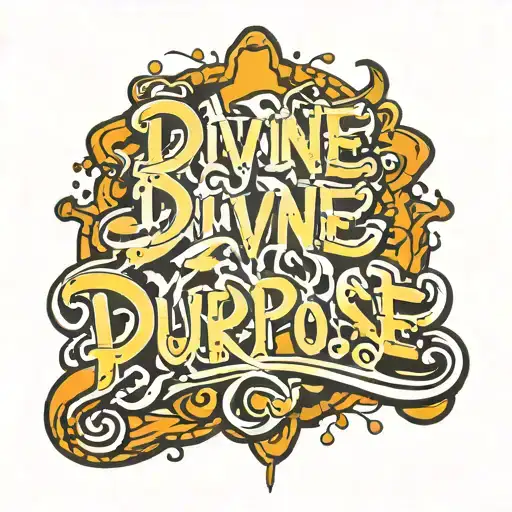 divine purpose written in graffiti style font tattoo design idea