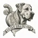 the phrase "i got that dog in me" with a fat labrador retriever underneath  tattoo design idea