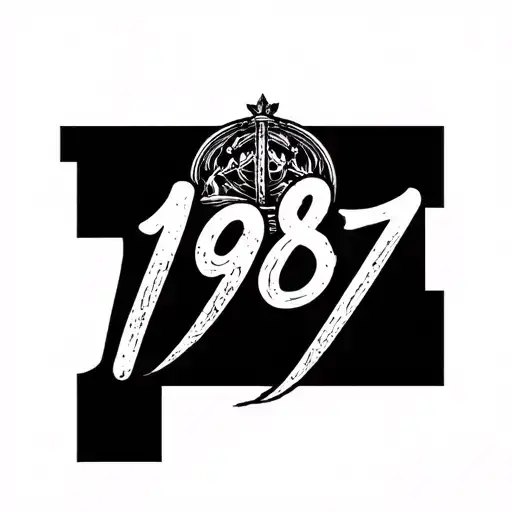 Tini 1 inch tatto with the number 1987 and something else  tattoo design idea