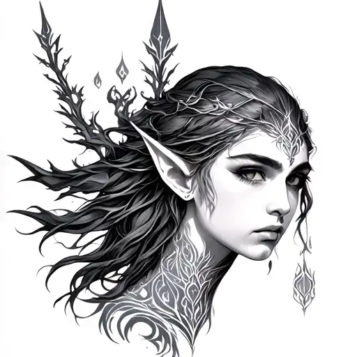Elven tattoo design idea
