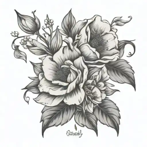 July 22 and 17 birth flower that says Destiny and Skylynn, March birth flower that says Trenady tattoo design idea