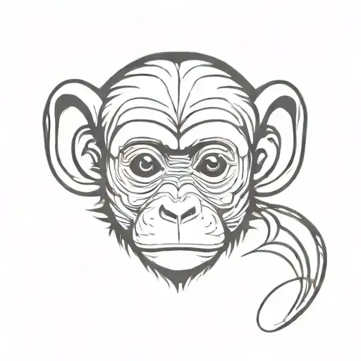 Baby Monkey Head tattoo design idea
