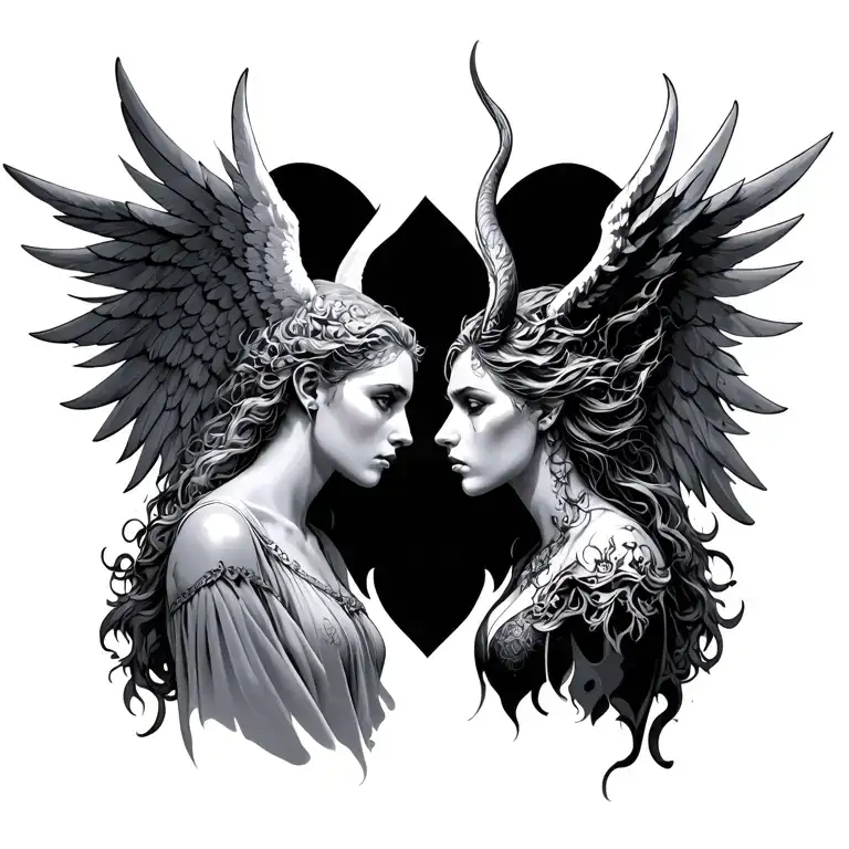 Angel and Demon tattoo design idea