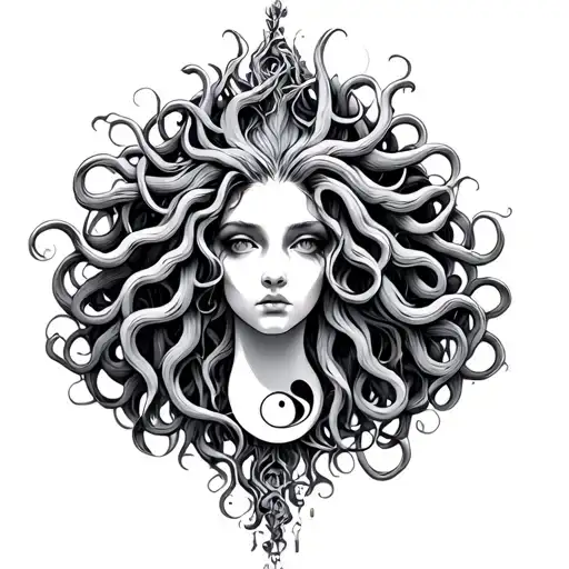 medusa and semicolon tattoo design idea