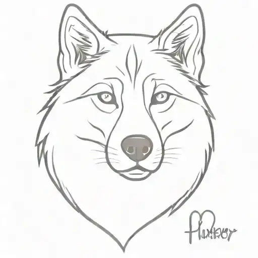 husky with a heart tattoo design idea