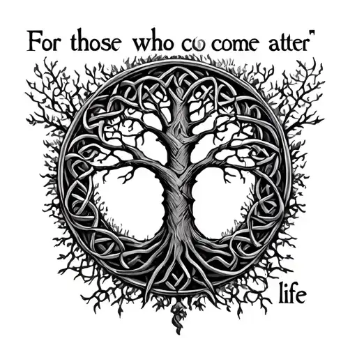 "For those who come after" celtic tree of life tattoo design idea