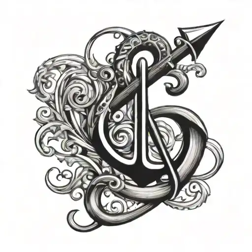 Bass clef, anchor intertwined tattoo design idea