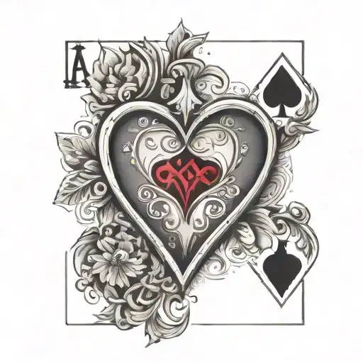 ace of hearts  card Roman numeral numbers of VI・IX・MCMLX ・I・XXX・MCMXXXVII ・VIII・II・MMIV tattoo design idea