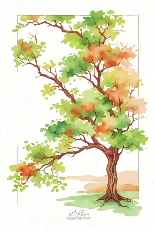 watercolor tree tattoo green color on left side tattoo design idea