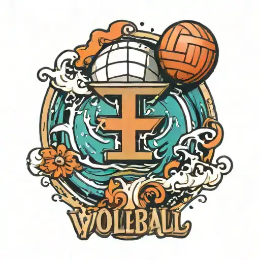 water volleyball with the letter (L) on it tattoo design idea