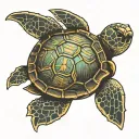 sea turtle with iron man arc reactor shell tattoo design idea