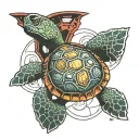 sea turtle with iron man arc reactor shell tattoo design idea