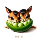 a cute but realistic two peas in a pod and incorporate 'mama' into it tattoo design idea