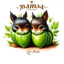 a cute but realistic two peas in a pod and incorporate 'mama' into it tattoo design idea
