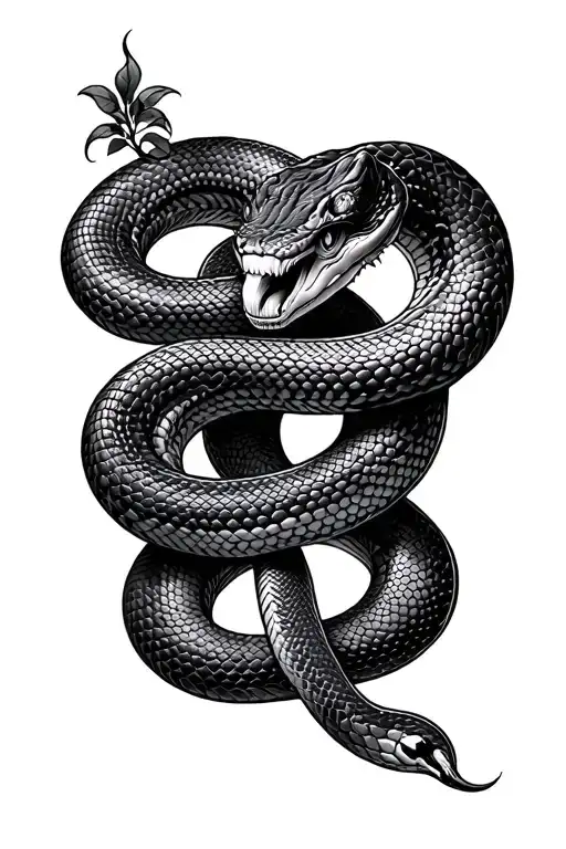 I want a snake tattoo starting on the side of my neck going around the back of my shoulder onto the front of my rib cage tattoo design idea