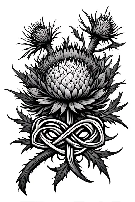 thistle and celtic knot tattoo design idea
