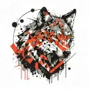 geometric wolf tattoo design idea