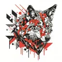 geometric wolf tattoo design idea