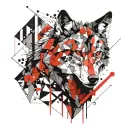 geometric wolf tattoo design idea