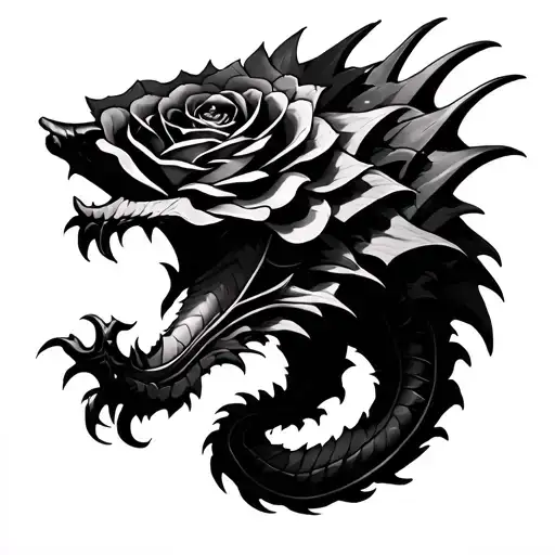 Black Rose Dragon from Yu Gi Oh tattoo design idea