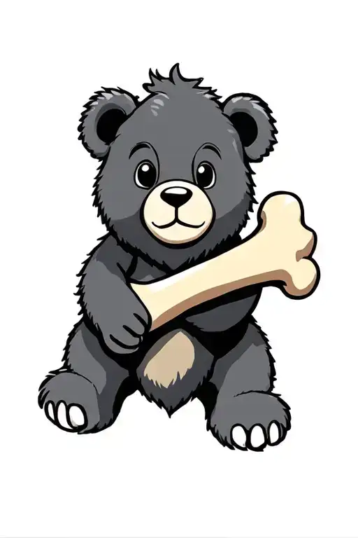 Cute bear holding a tibia bone tattoo design idea
